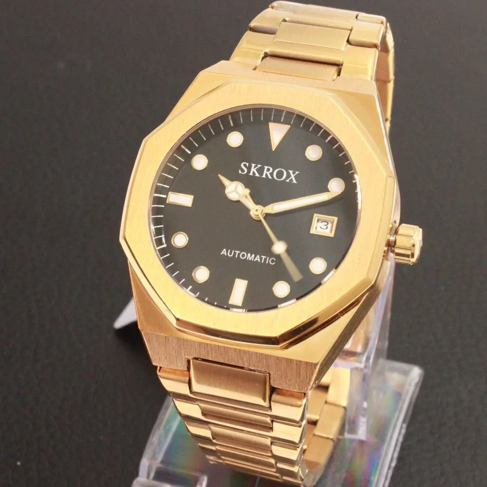 Men's Integrated Bracelet Sports Watch Automatic See Through Case back 41mm